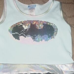 GIRLS BATMAN BATGIRL DRESS LARGE L 10 12 SEQUINS SUMMER